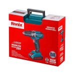 کیت دریل پیچ‌گوشتی چکشی شارژی 13 میلی‌متری براش‌لس 20 ولت تاپ لاین رونیکس مدل 8900K
